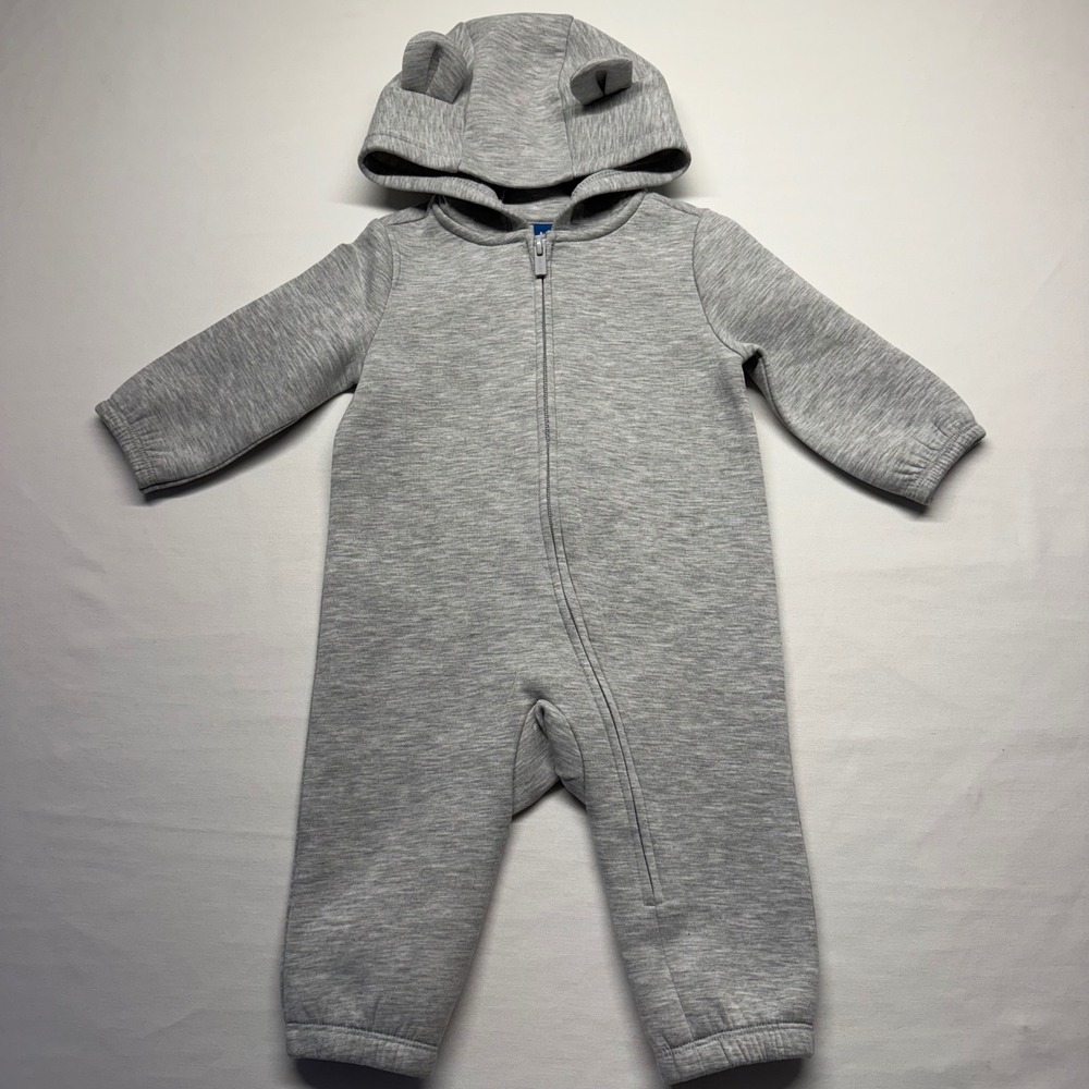 Old Navy Hooded Jumpsuit 3D Ears 6-12M Gray Unisex Baby Romper 842252-00